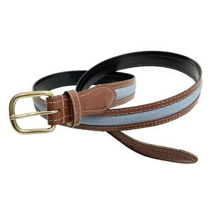 Leather & Fabric Belt Brown Blue L